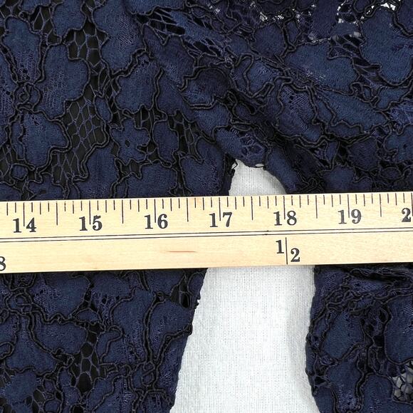 SANDRO Rina Long Sleeve Lace Dress Womens Large Navy Blue Black Sheath Mini - Picture 13 of 16